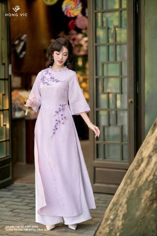 Quần áo dài tím ngọc trai QD68