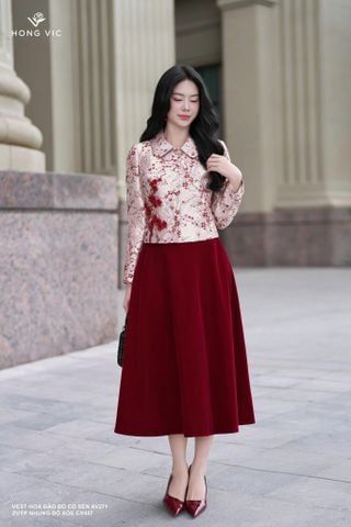 Zuýp nhung đỏ xòe CV457