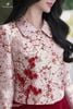 Vest hoa đào đỏ cổ sen AV271
