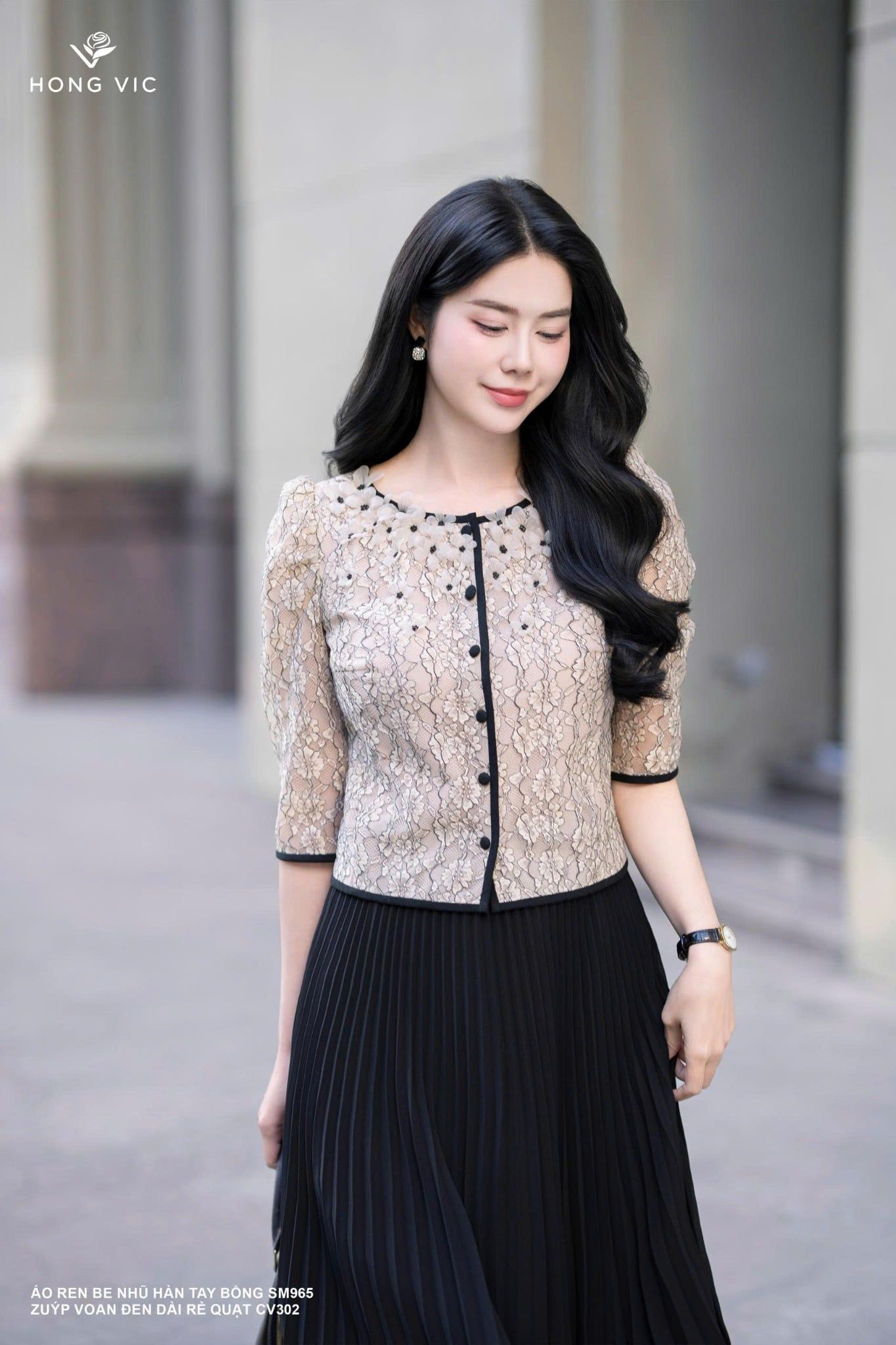 Áo ren be nhũ hàn tay bồng SM965