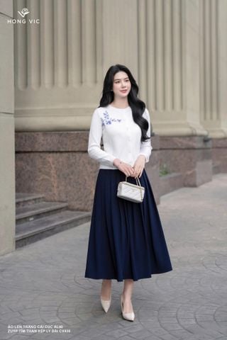 Áo len trắng cài cúc AL40