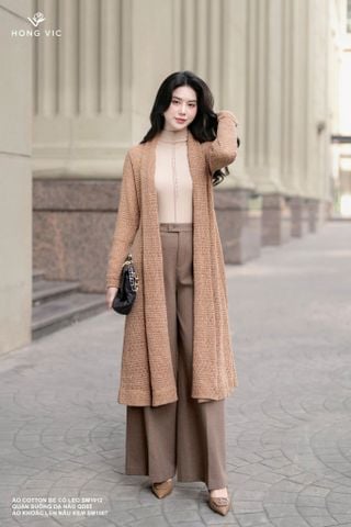 Áo khoác len nâu kem SM1087