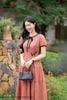 Đầm hồng san hô chấm nhung DL1140