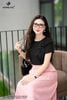 Áo voan đen bèo lệch SM1082