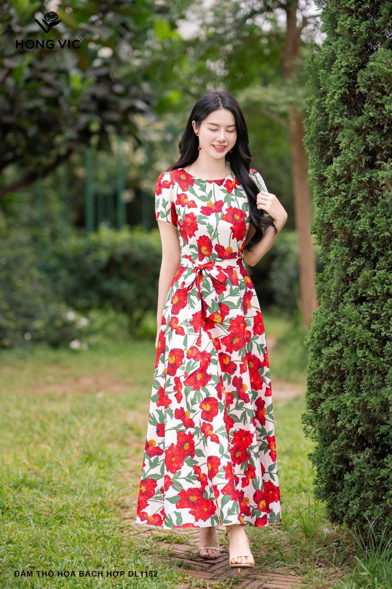 Đầm thô hoa bách hợp DL1152