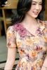 Đầm tơ hoa hồng nâu DL1123