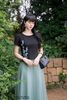 Áo linen đen cài cúc sau SM1142
