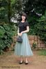 Áo linen đen cài cúc sau SM1142