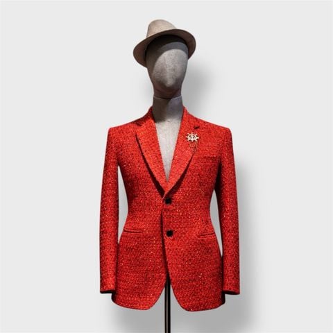 2 BUTTONS ROUGE TWEED BLAZER #BLZ001