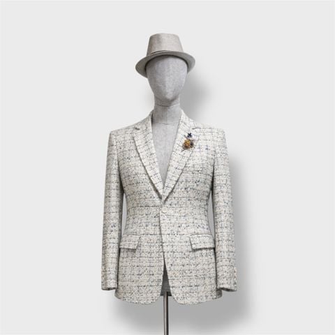 2 BUTTONS IVORY NAVY TWEED BLAZERS #BLZ005