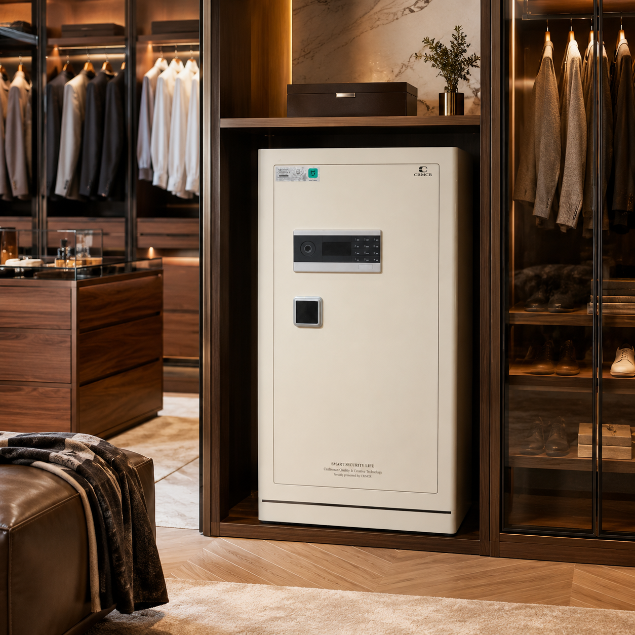 Két Sắt Xiaomi CRMCR 100LE Vân Tay Định Danh Báo Đúng Tên Người Mở, Thân thép Q345 Đúc Đặc 6 Mặt. 8 Chế Độ Cảnh Báo Điện Thoại