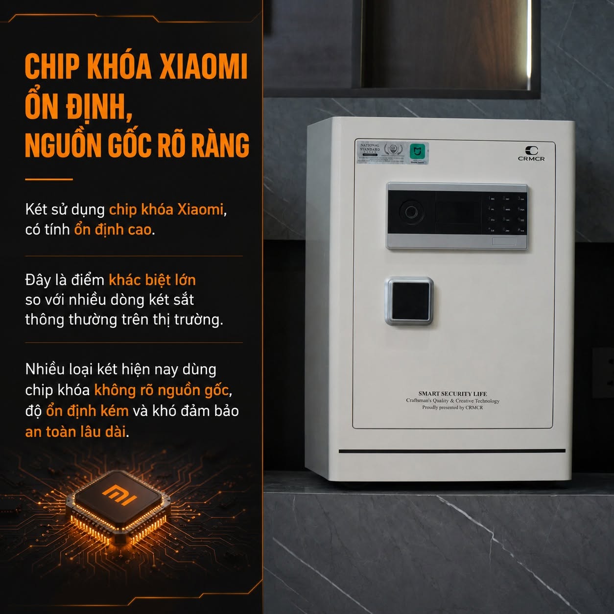 Két Sắt Xiaomi CRMCR 60LE Cao Cấp – Thép Đặc Nguyên Khối, Vân Tay Định Danh, Cảnh Báo Trộm Qua Điện Thoại