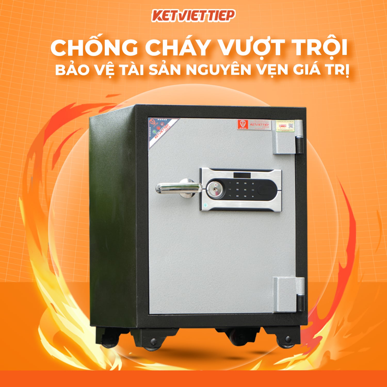 Két Sắt Việt Tiệp chính hãng KV91DT Khóa Điện Tử chống cháy báo động