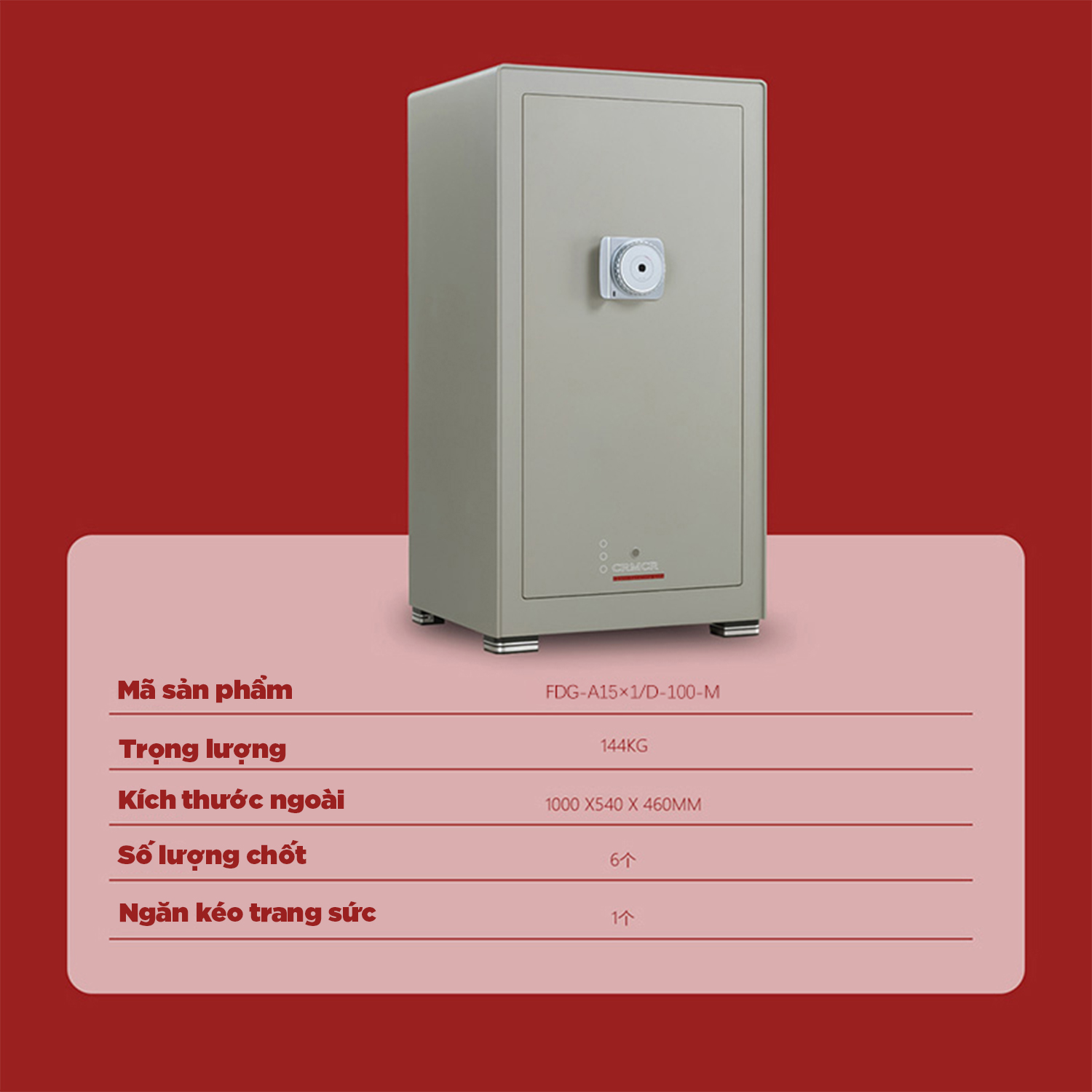 Két Sắt Nhập Khẩu CRMCR 100MB Thép Dày 10 Ly Chống Phá, Cảnh Báo Qua Điện Thoại