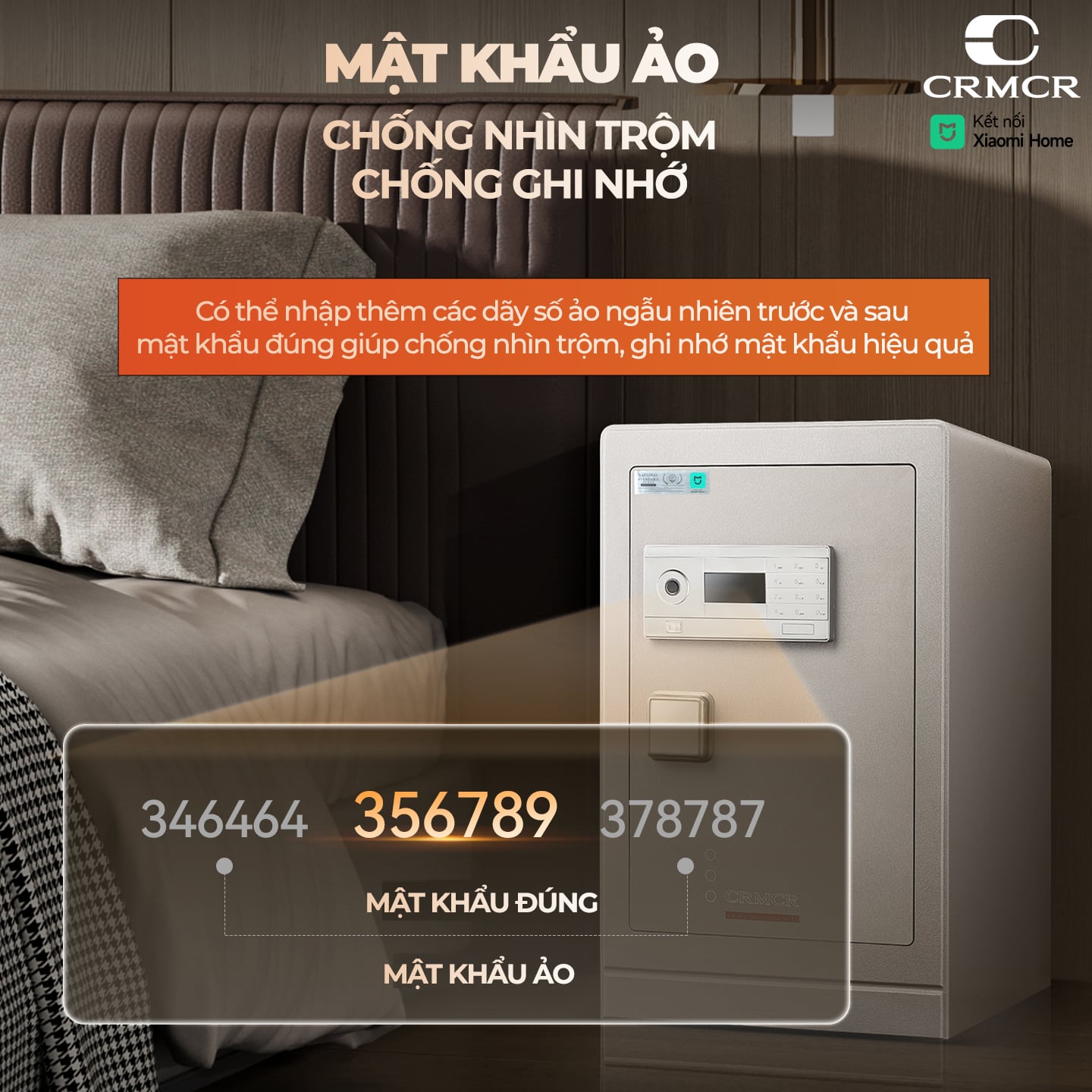 Két Sắt Nhập Khẩu Xiaomi CRMCR 123LB Vân Tay Điện Tử, Xác Minh Danh Tính Người Mở