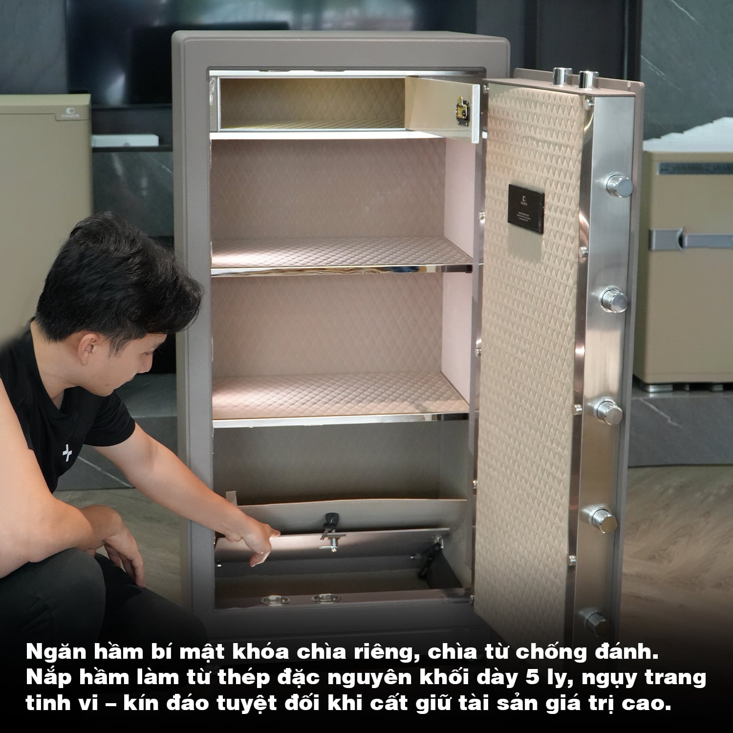 Két Sắt Nhập Khẩu Xiaomi CRMCR 150LB Vân Tay Điện Tử, Xác Minh Danh Tính Người Mở