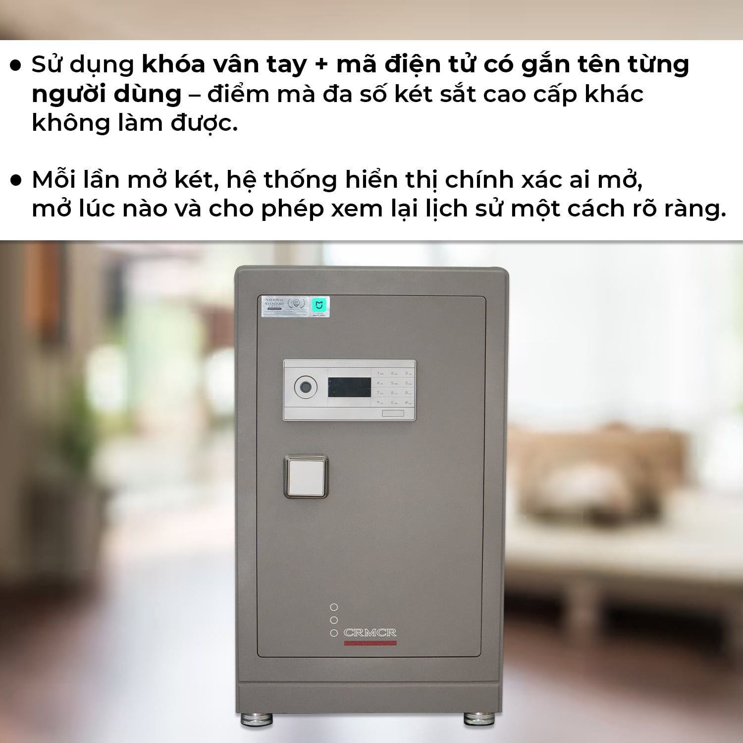 Két Sắt Nhập Khẩu Xiaomi CRMCR 81LB Vân Tay Điện Tử, Xác Minh Danh Tính Người Mở