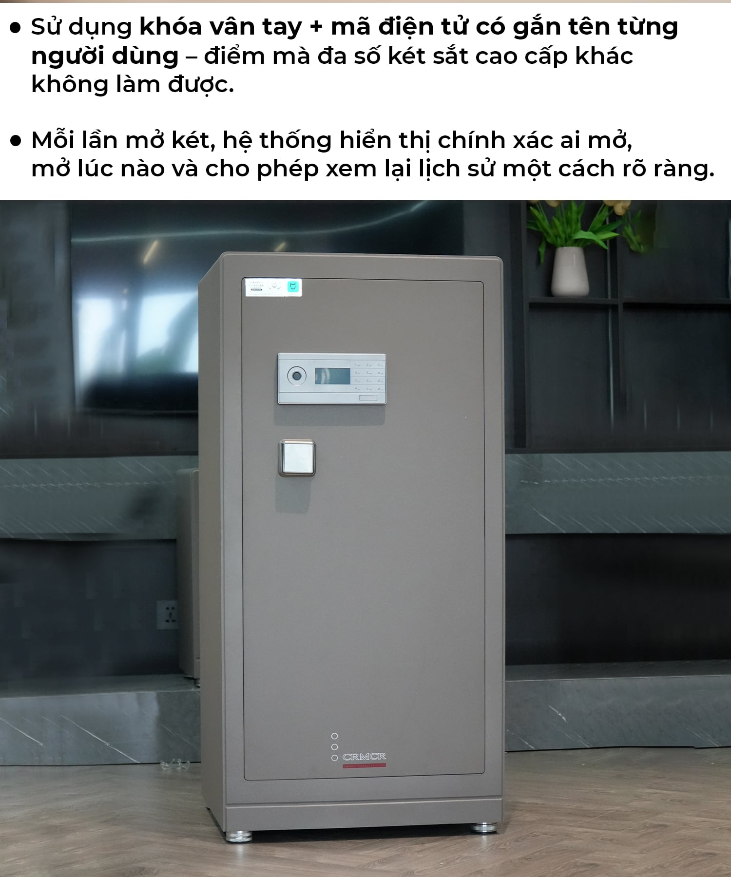 Két Sắt Nhập Khẩu Xiaomi CRMCR 150LB Vân Tay Điện Tử, Xác Minh Danh Tính Người Mở
