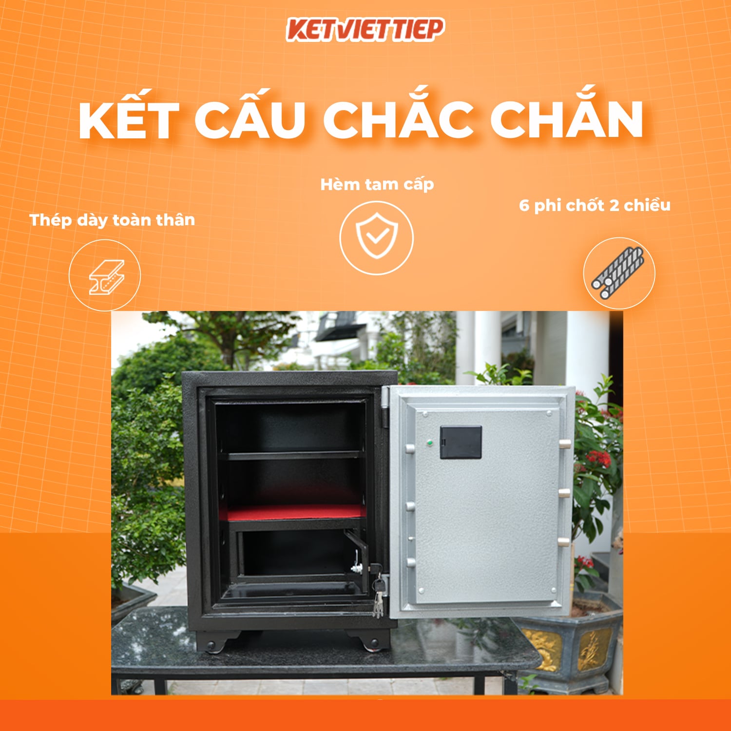 Két Sắt Việt Tiệp chính hãng KV91DT Khóa Điện Tử chống cháy báo động