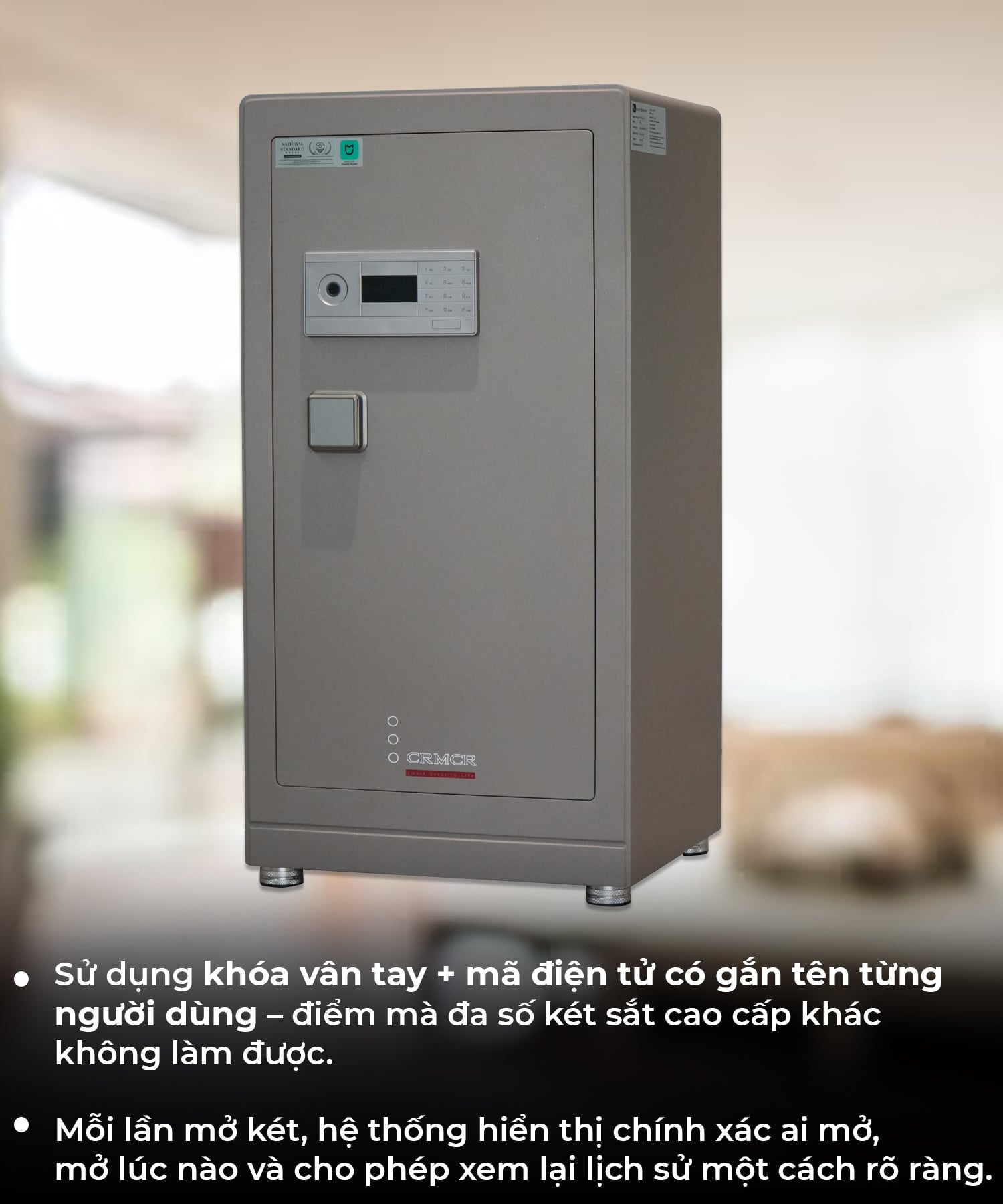 Két Sắt Nhập Khẩu Xiaomi CRMCR 101LB Vân Tay Điện Tử, Xác Minh Danh Tính Người Mở