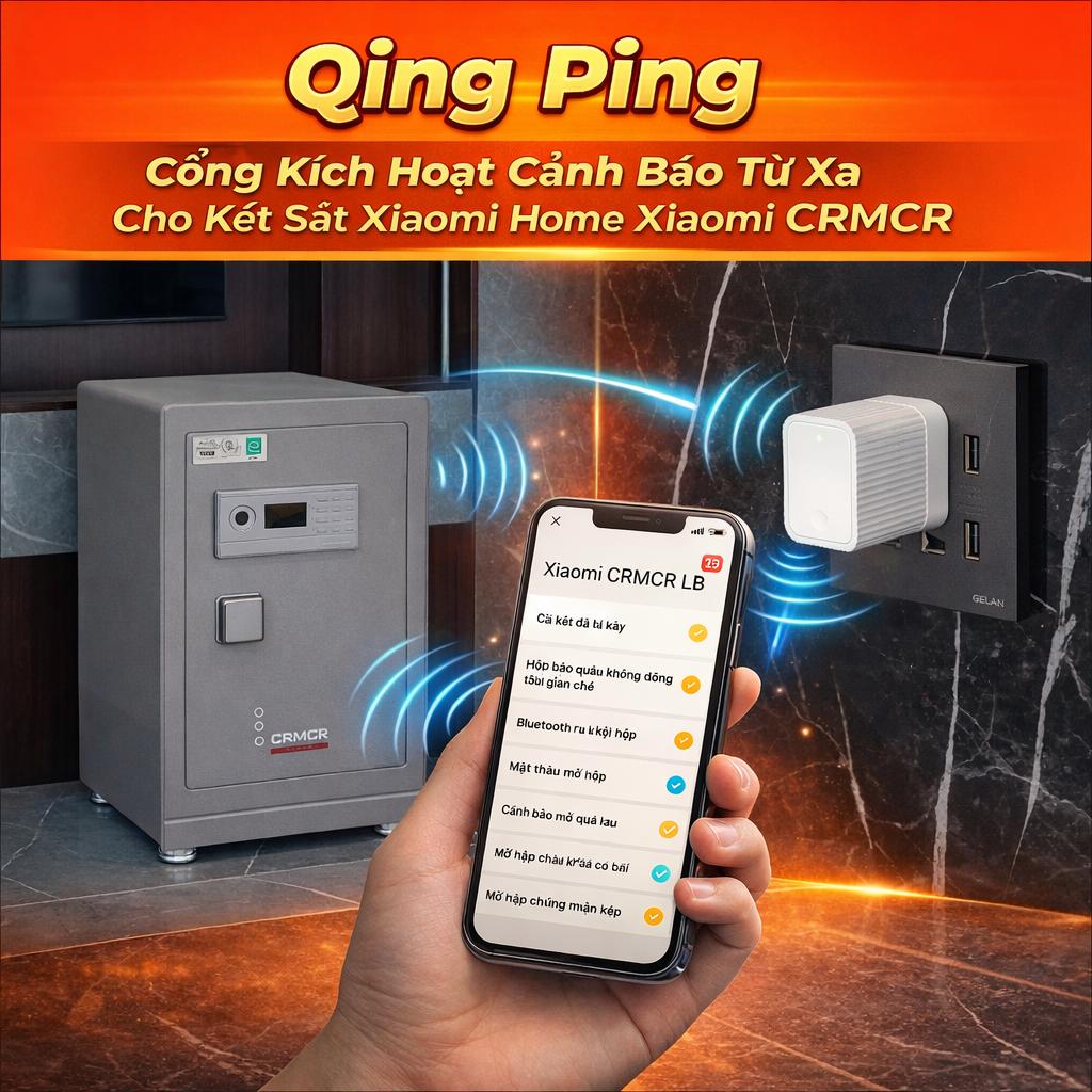 Cổng Kích Hoạt Cảnh Báo Từ Xa Cho Két Sắt Nhập Khẩu Xiaomi CRMCR - QingPing Smart Gateway CRMCR