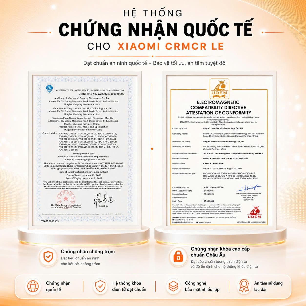 Két Sắt Xiaomi CRMCR 150LE Chính Hãng Cỡ Lớn Cao 154cm + Khóa Vân Tay Điện Tử Định Danh Người Mở + Chứng Nhận Chống Trộm A10