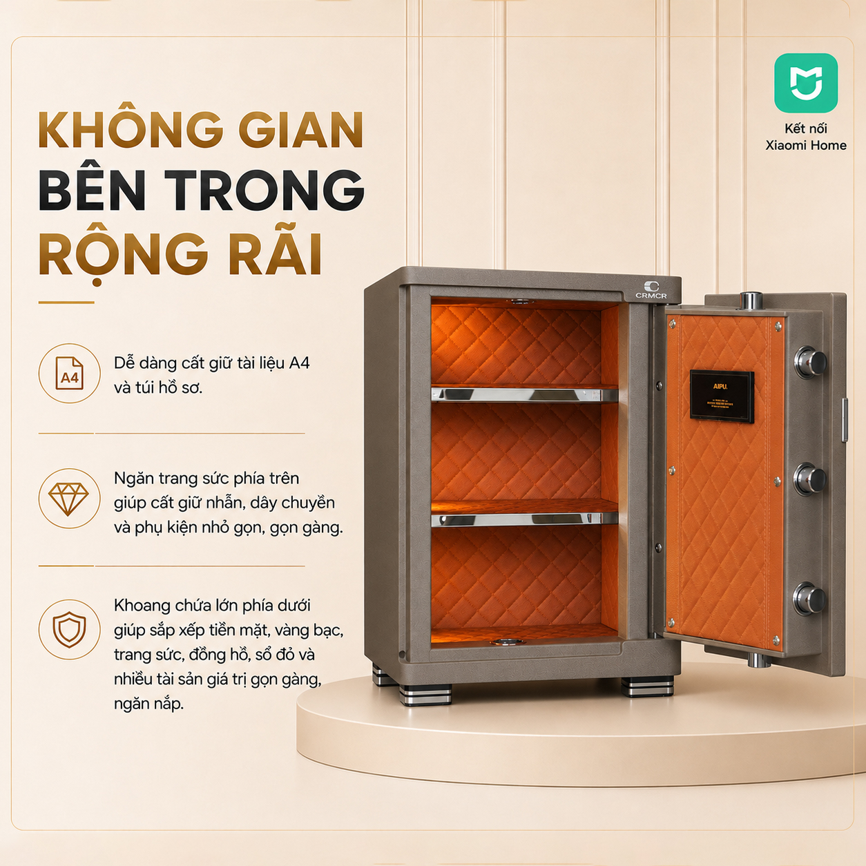 Két Sắt Xiaomi CRMCR 55JB Khóa Vân Tay Điện Tử, Cảnh báo điện thoại