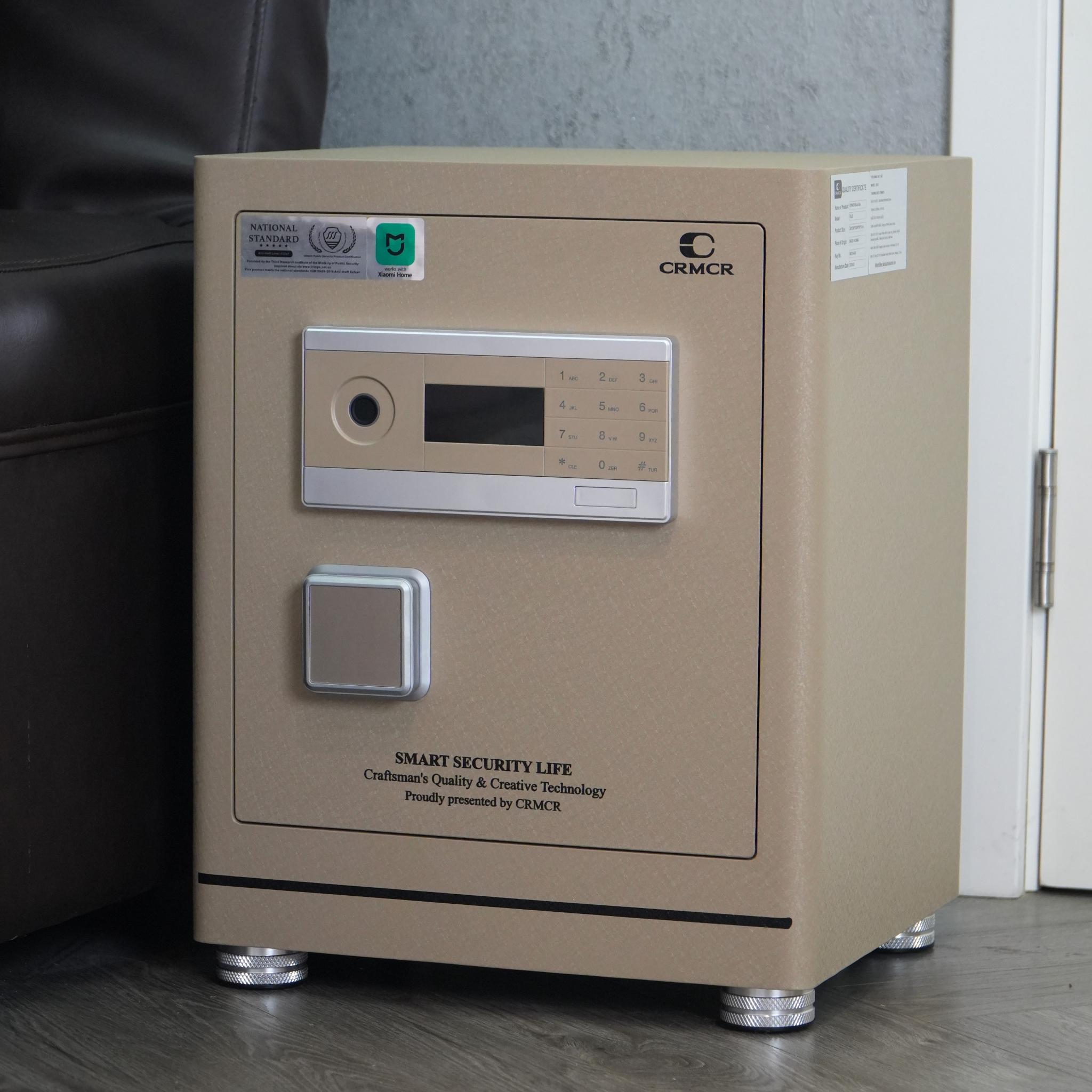 Két Sắt Xiaomi CRMCR 50LE Vân Tay Điện Tử Định Danh Người Mở, Thép Đặc Nguyên Khối 6 Mặt, Chống Trộm A10