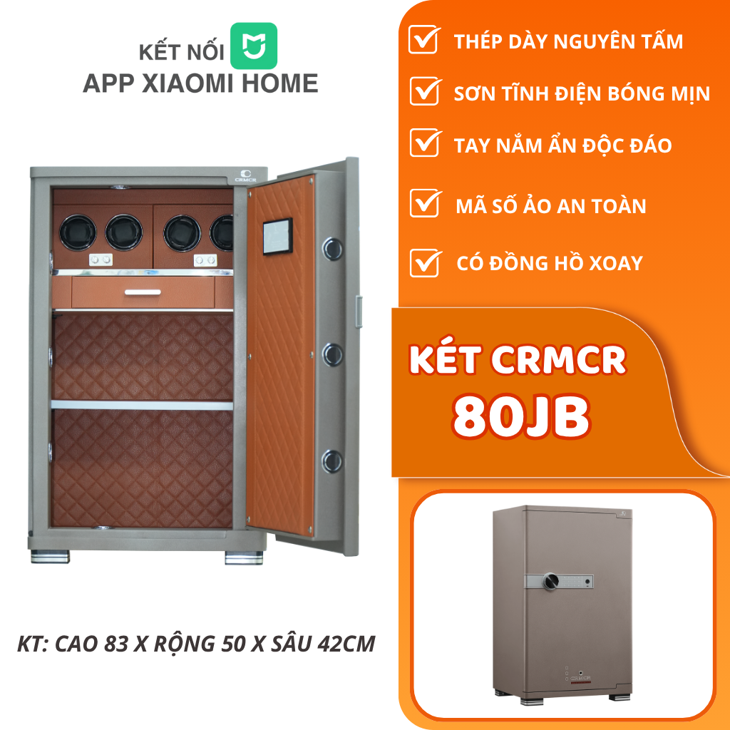 Két Sắt Xiaomi CRMCR 80JBW Có Ngăn Đồng Hồ Xoay, Kết Nối APP Xiaomi Home