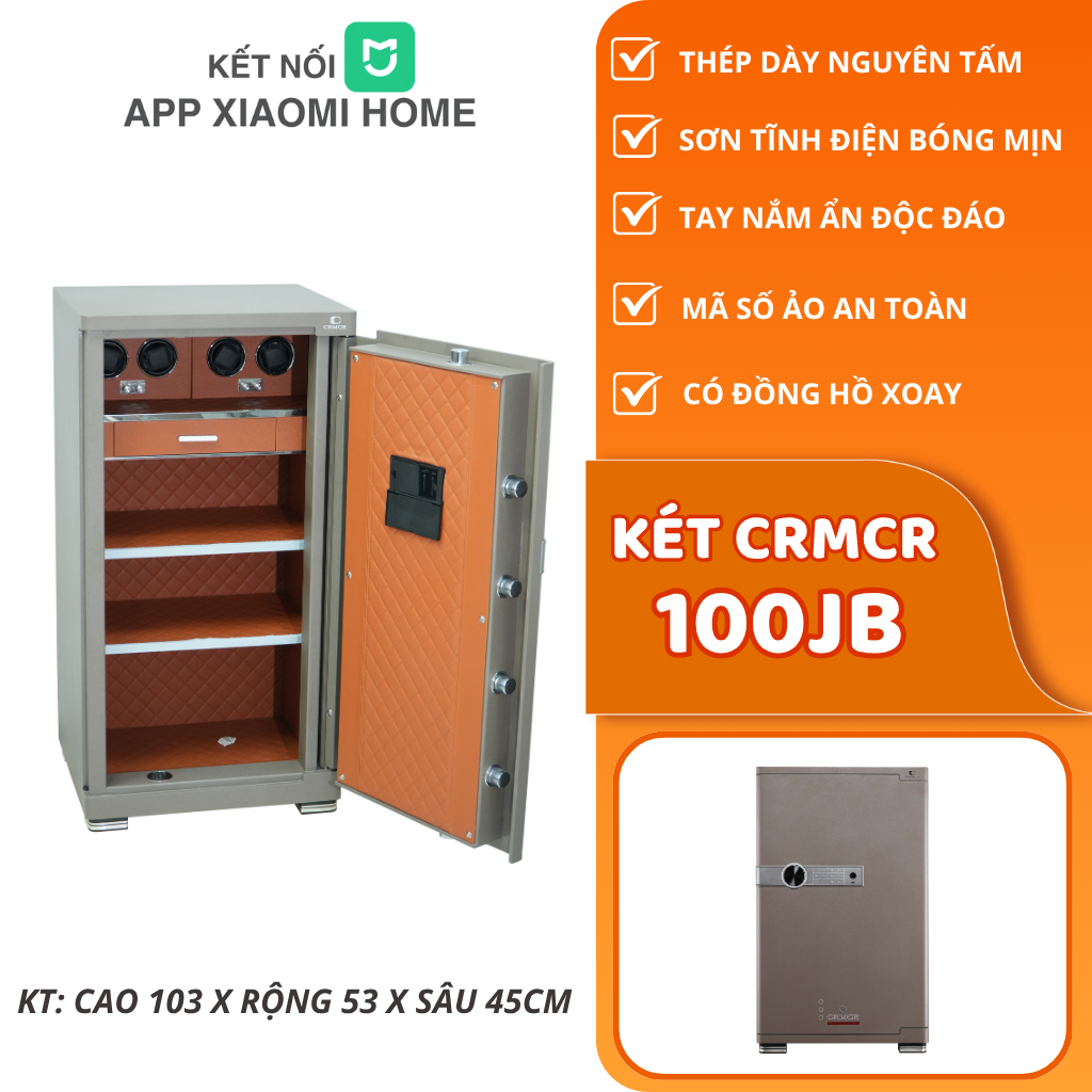 Két Sắt Xiaomi CRMCR 100JBW Có Ngăn Đồng Hồ Xoay, Kết Nối APP Xiaomi Home