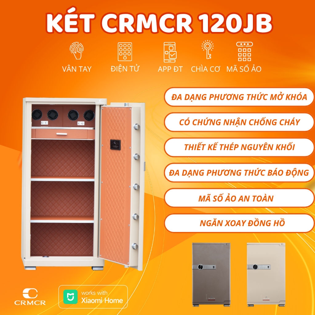 Két Sắt Xiaomi CRMCR 120JBW Có Ngăn Đồng Hồ Xoay, Kết Nối APP Xiaomi Home
