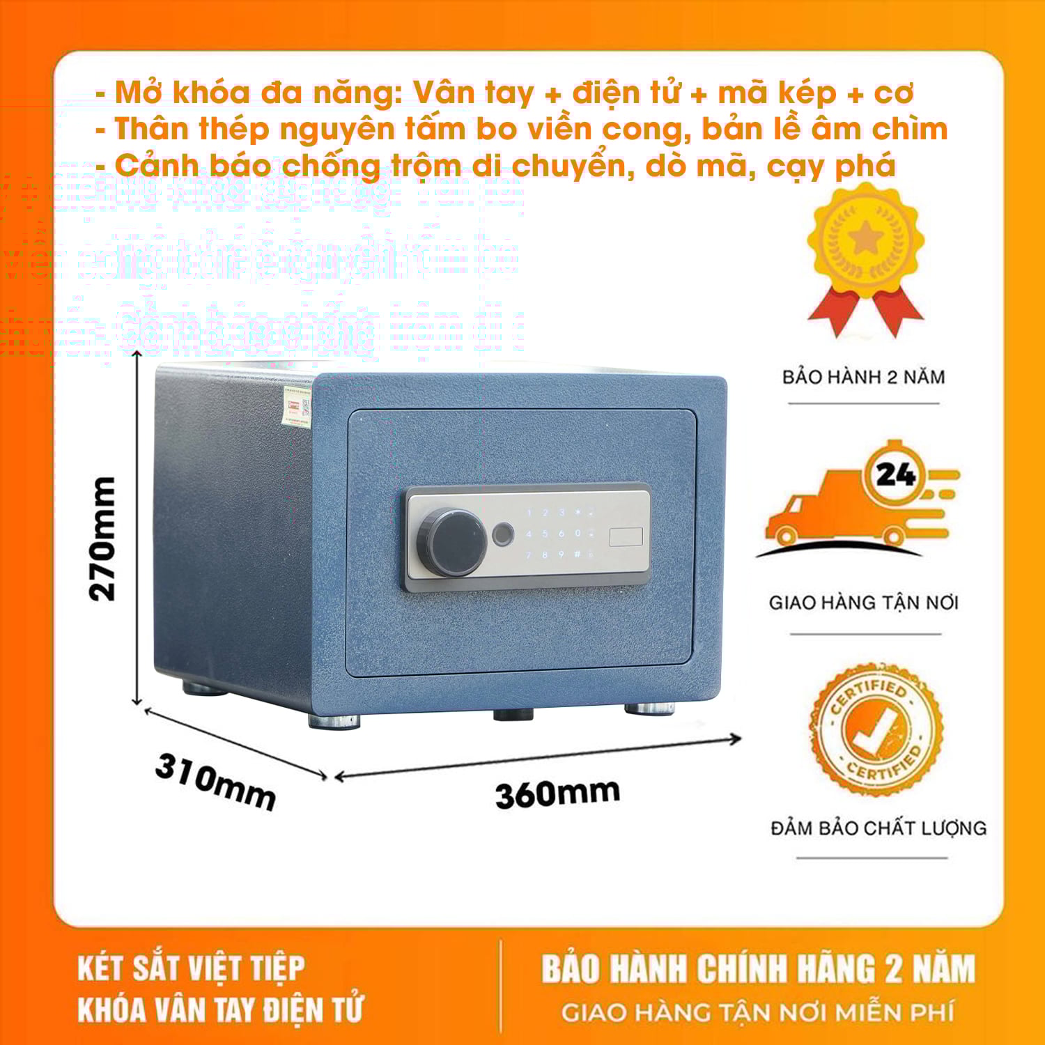 Két sắt mini khách sạn Việt Tiệp khóa vân tay điện tử KKS09