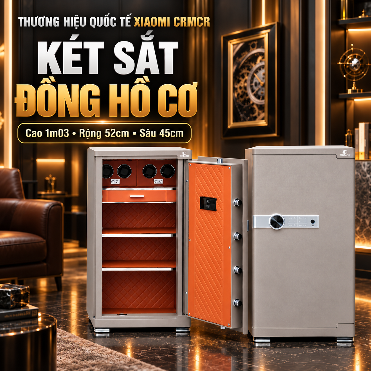 Két Sắt Xiaomi CRMCR 100JBW có ngăn đồng hồ xoay, cảnh báo điện thoại