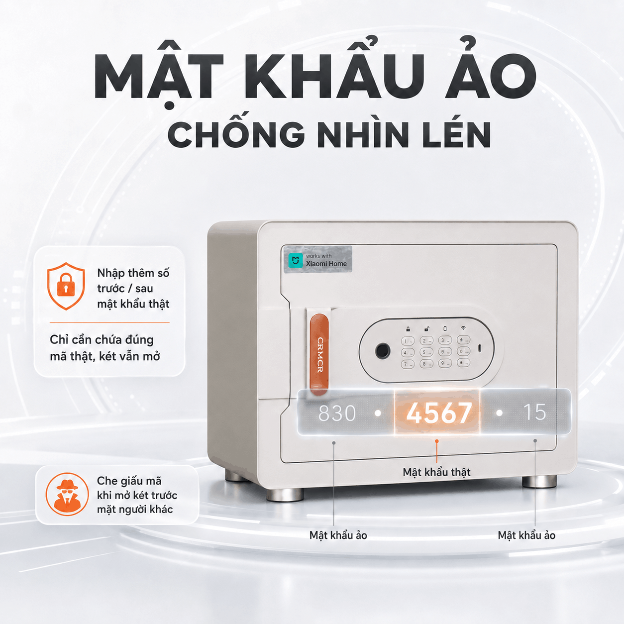 Két Sắt Mini Xiaomi CRMCR 30MS Vân Tay Điện Tử Định Danh, 8 Chế Độ Cảnh Báo Điện Thoại