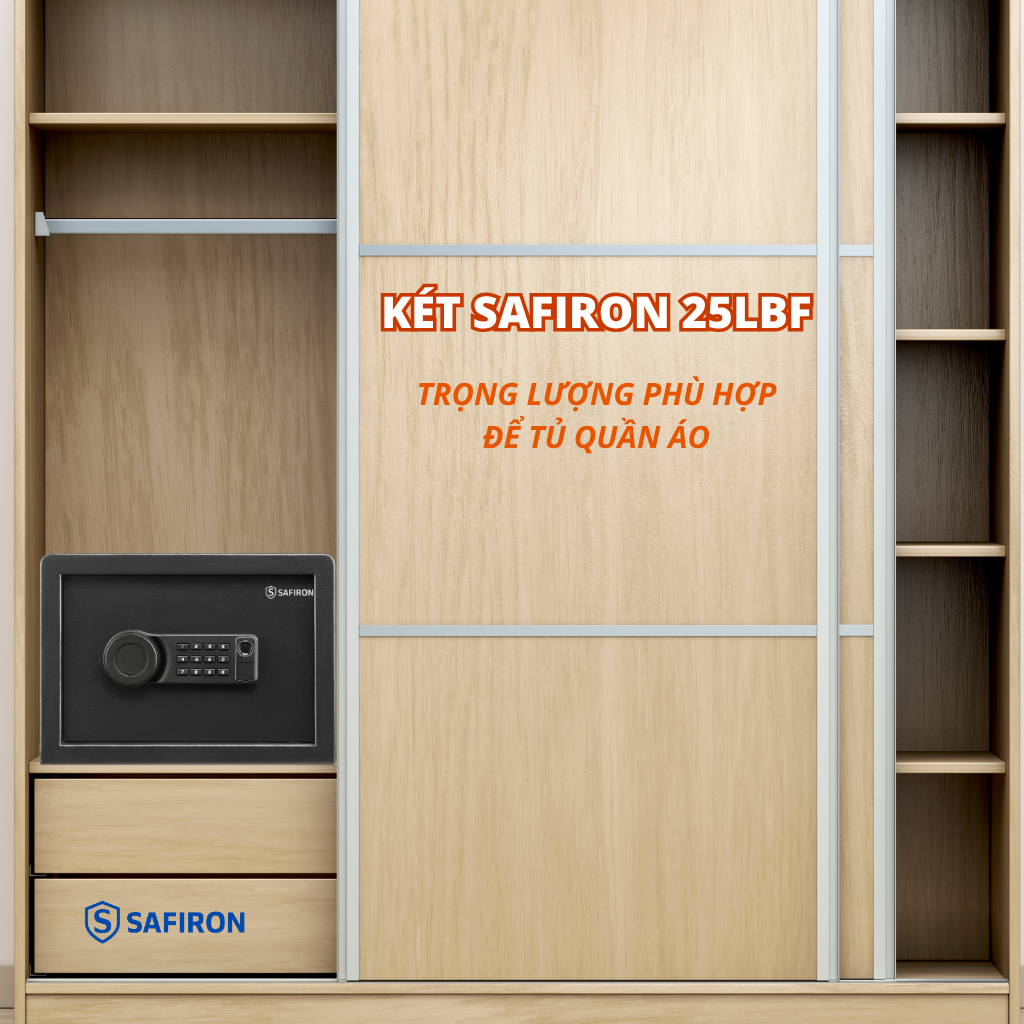 Két Sắt Mini Thông Minh Safiron 25LBF Vân Tay Điện Tử Kết Nối Điện Thoại