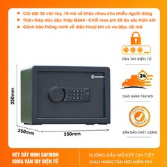 Két Sắt Mini Thông Minh Safiron 25LBF Vân Tay Điện Tử Kết Nối Điện Thoại