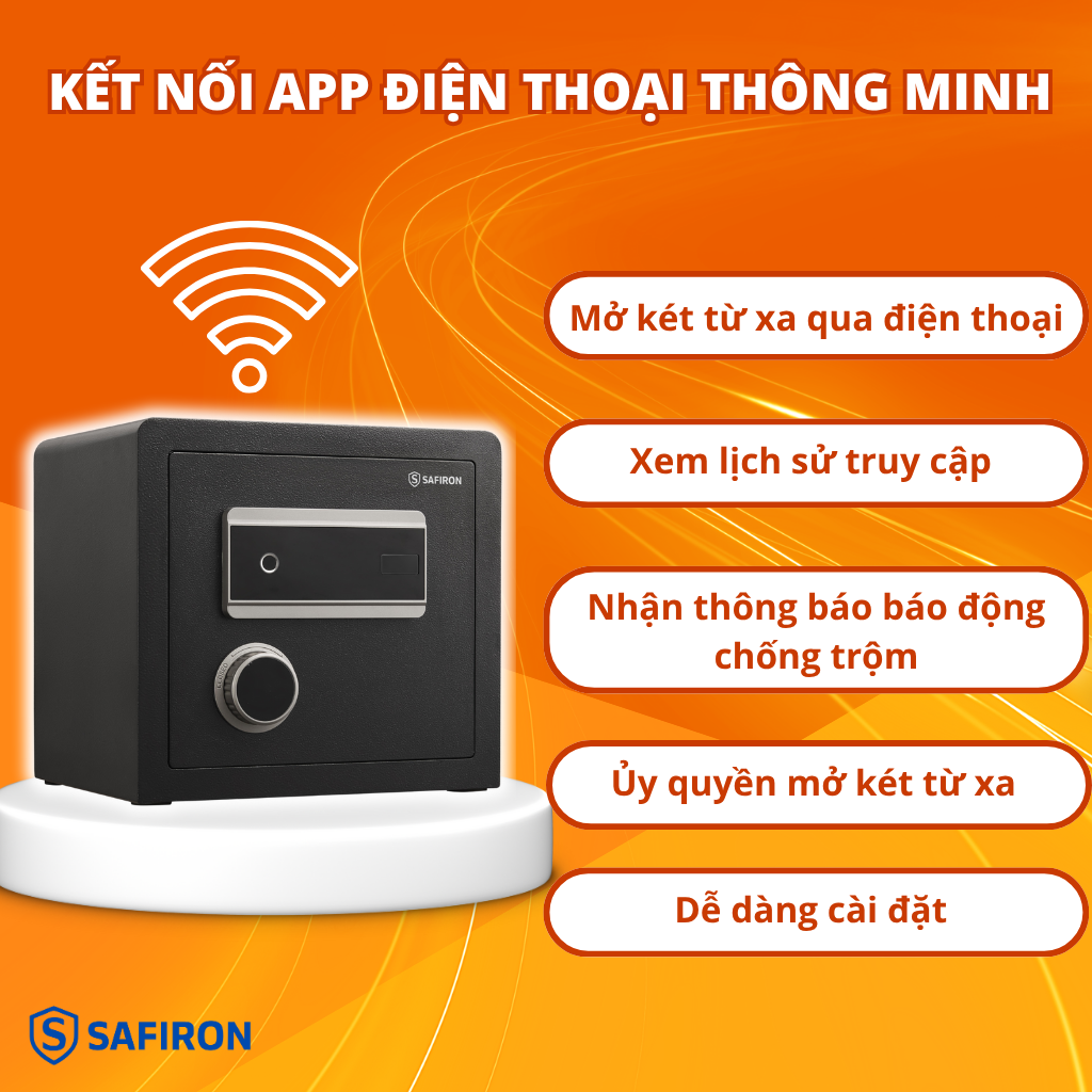 Két Sắt Mini Nhập Khẩu Safiron 35LS Vân Tay Điện Tử Kết Nối App Điện Thoại