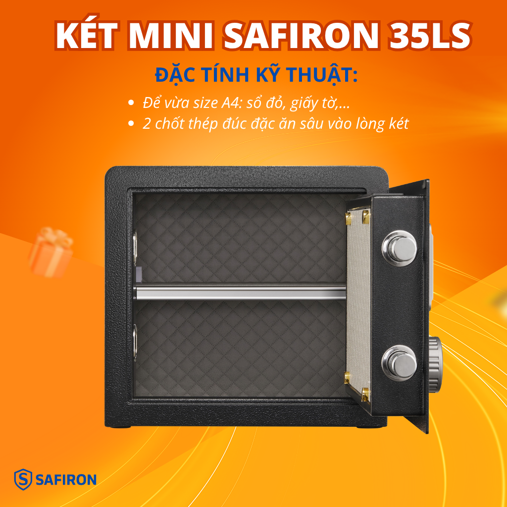 Két Sắt Mini Nhập Khẩu Safiron 35LS Vân Tay Điện Tử Kết Nối App Điện Thoại