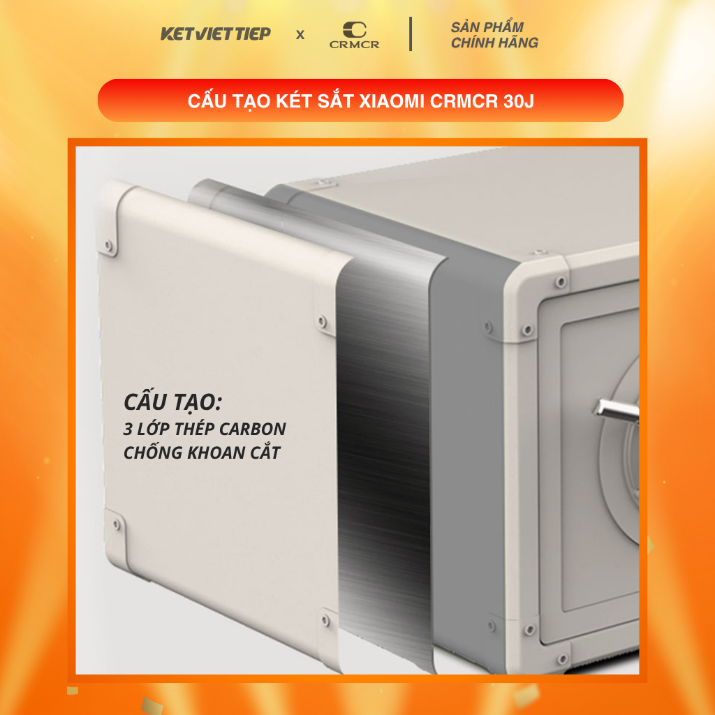Két Sắt Xiaomi CRMCR 30J Khóa Cơ Kết Hợp Mã Số Điện Tử, Có Kết Nối APP Xiaomi Home