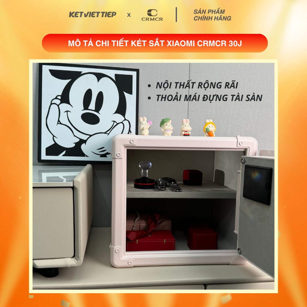 Két Sắt Xiaomi CRMCR 30J Khóa Cơ Kết Hợp Mã Số Điện Tử, Có Kết Nối APP Xiaomi Home