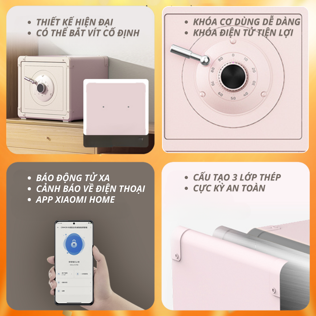 Két Sắt Xiaomi CRMCR 30J Khóa Cơ Kết Hợp Mã Số Điện Tử, Có Kết Nối APP Xiaomi Home