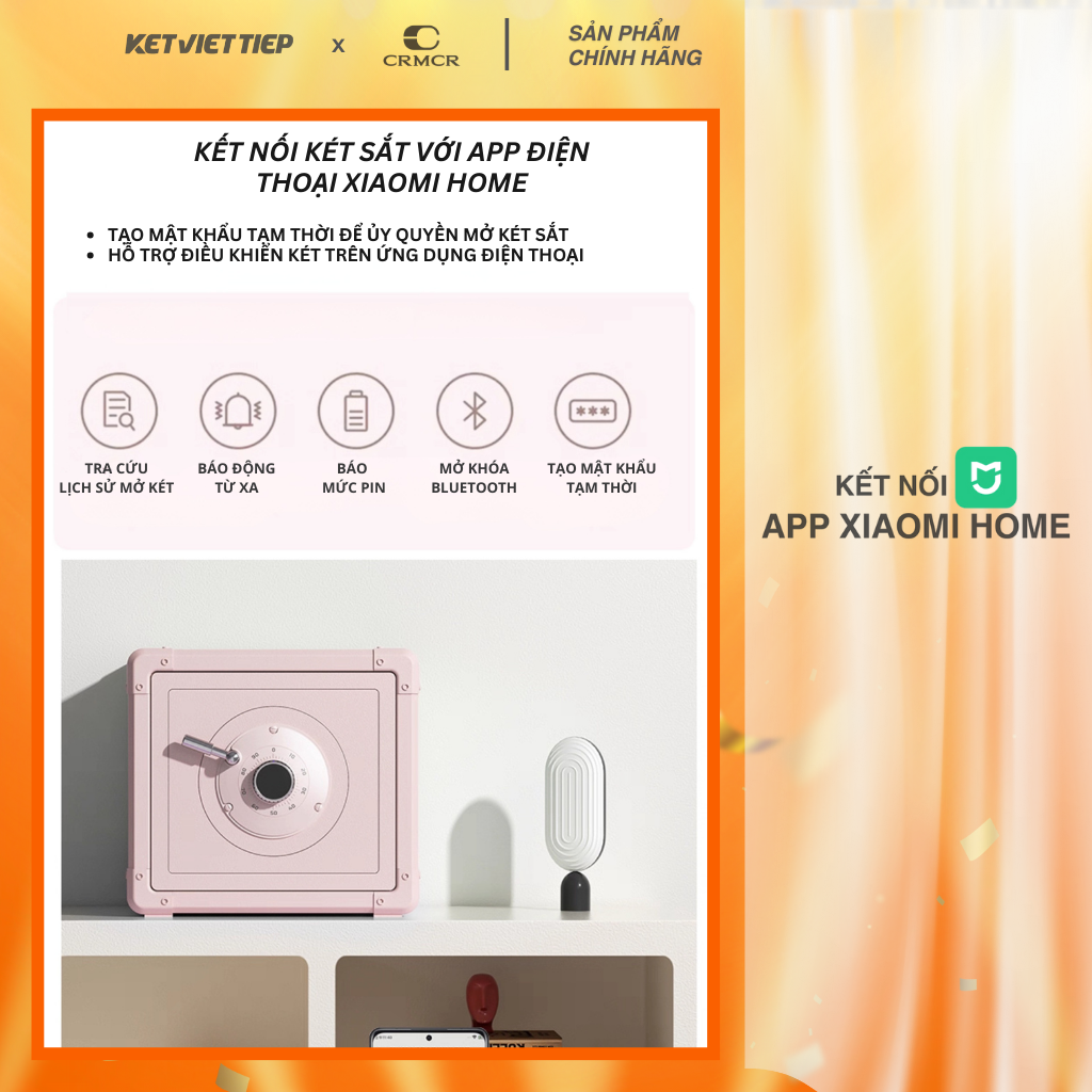 Két Sắt Xiaomi CRMCR 30J Khóa Cơ Kết Hợp Mã Số Điện Tử, Có Kết Nối APP Xiaomi Home