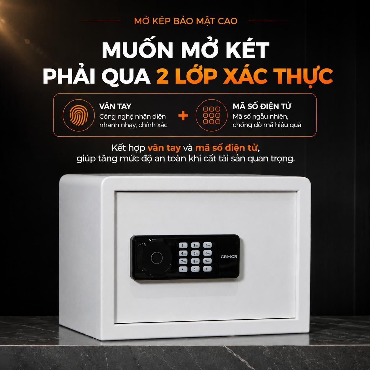 Két Sắt Xiaomi CRMCR 25LN – Két Mini Premium Bảo Mật 5 Cách Mở, Để Vừa A4, Chống Lộ Mật Khẩu