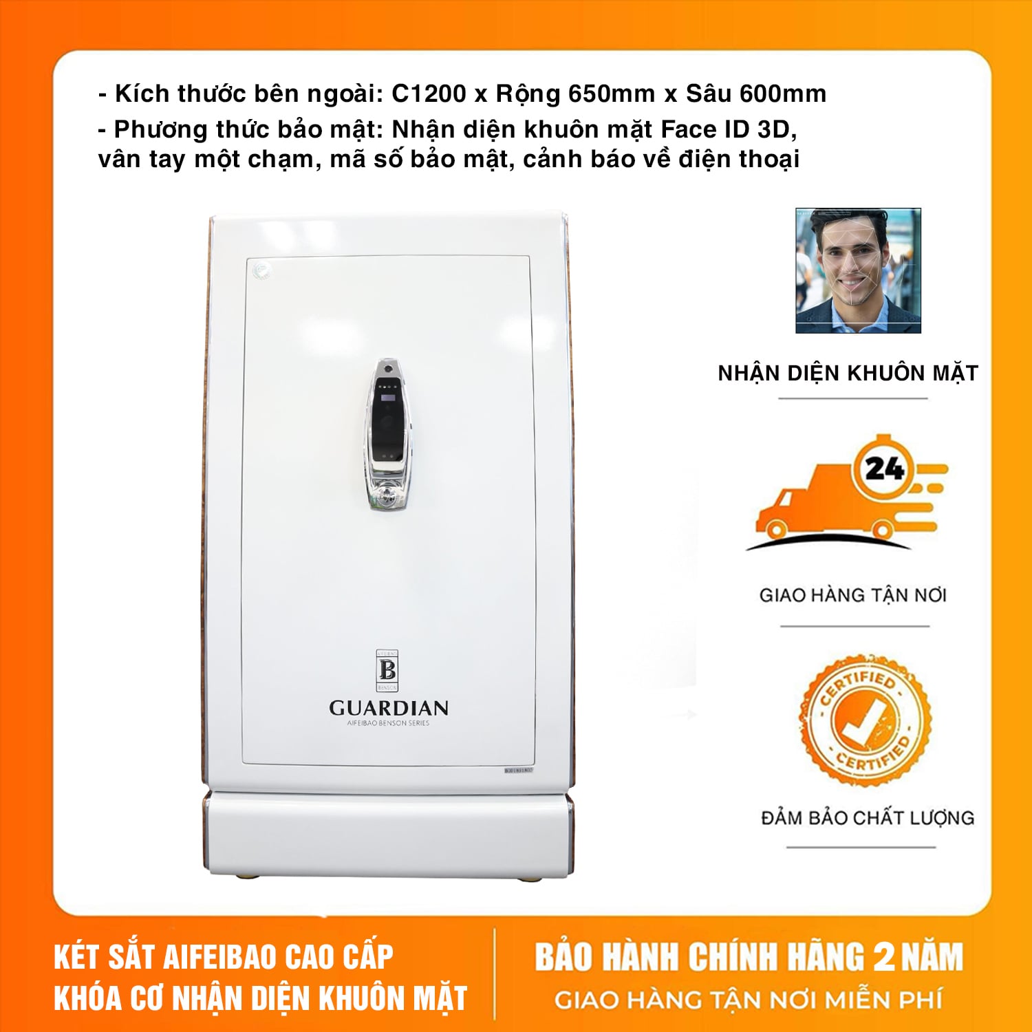 Két Sắt Nhập Khẩu Thông Minh Cao Cấp BENSON120 Nhận Diện Khuôn Mặt - Tích hợp hộp xoay đồng hồ