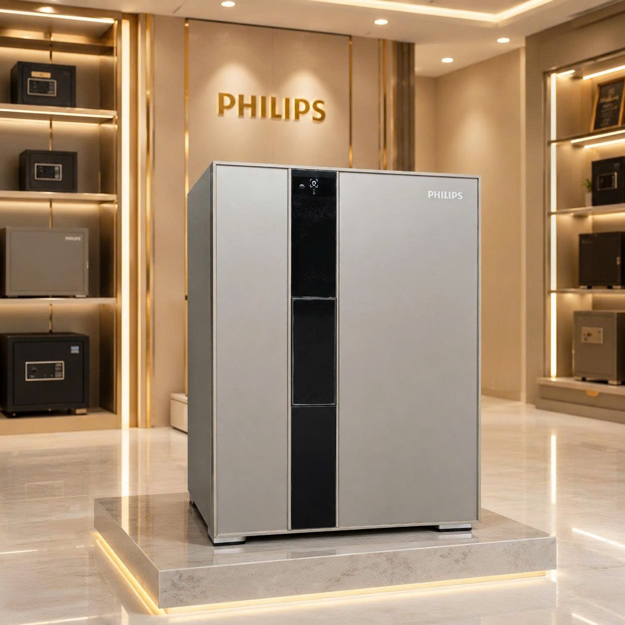 Két Sắt Philips VALIS-6BU Nhận Diện Tĩnh Mạch Lòng Bàn Tay Không Chạm, Vẫy Tay Mở 1 Giây, Cảnh Báo App Tuya Smart, Thân Thép Liền Khối