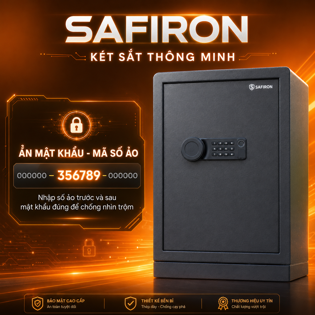 Két Sắt Nhập Khẩu Safiron 60LBF Vân Tay Điện Tử Kết Nối App Điện Thoại