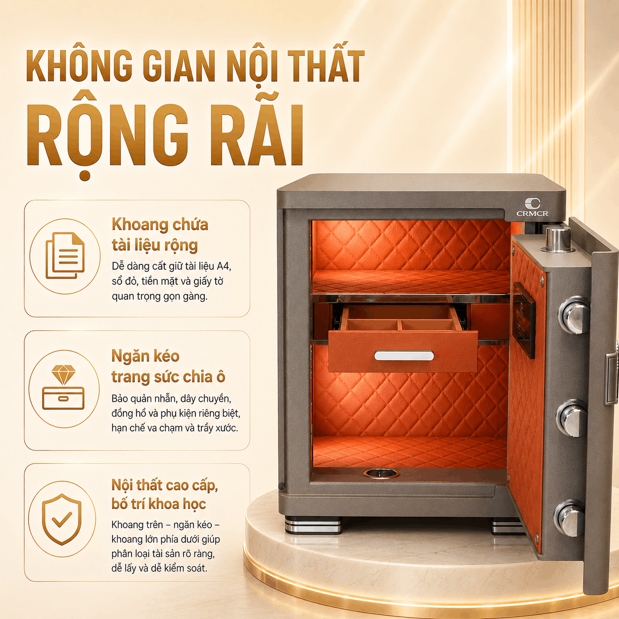 Két Sắt Xiaomi CRMCR 45JB Khóa Vân Tay Điện Tử, cảnh báo điện thoại