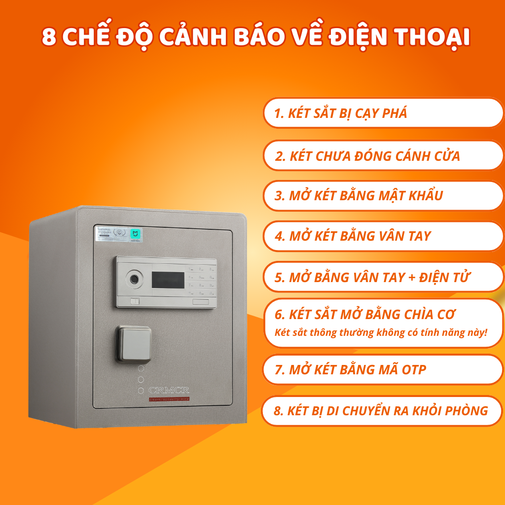 Két Sắt Nhập Khẩu Xiaomi CRMCR 45LB Vân Tay Điện Tử, Xác Minh Danh Tính Người Mở