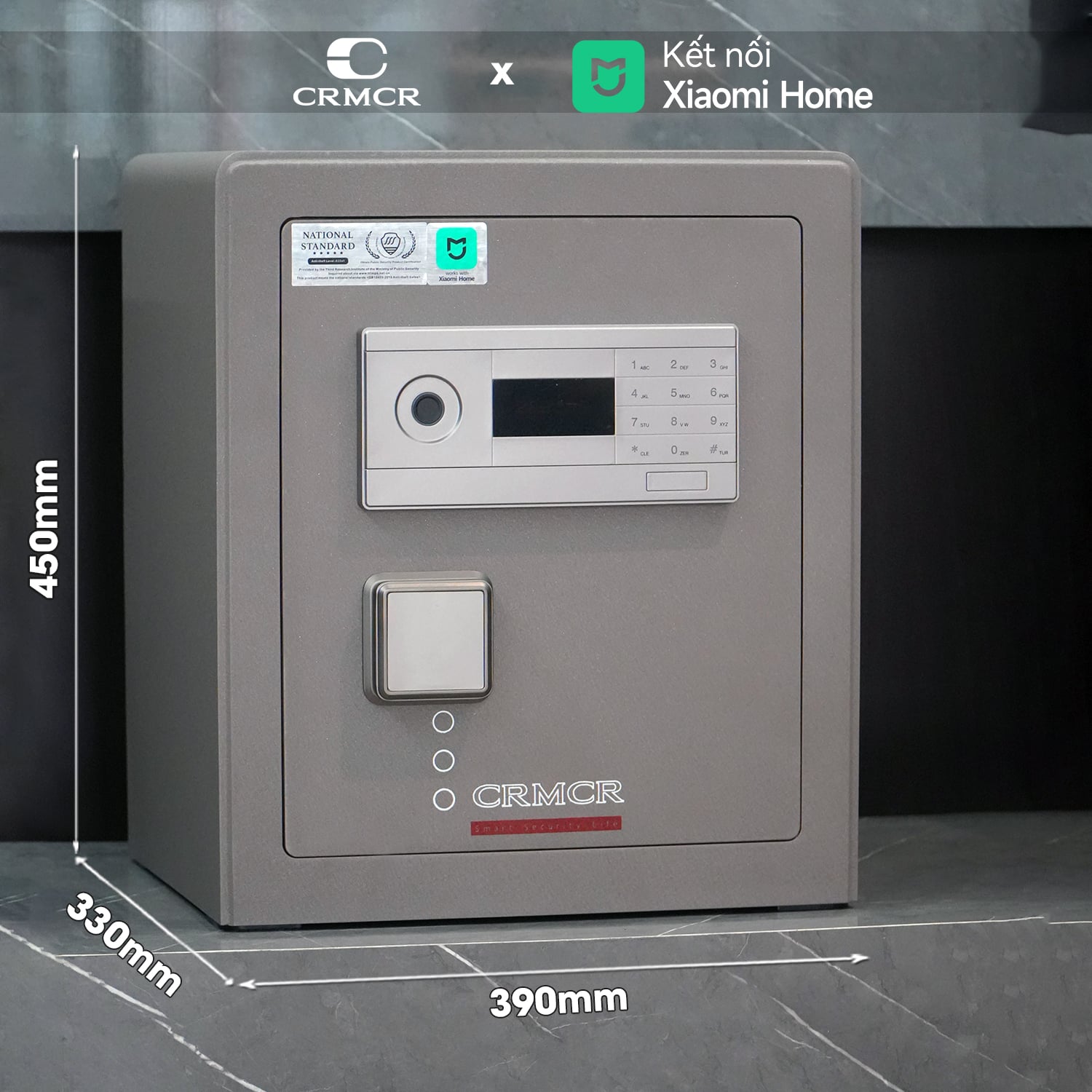 Két Sắt Nhập Khẩu Xiaomi CRMCR 45LB Vân Tay Điện Tử, Xác Minh Danh Tính Người Mở