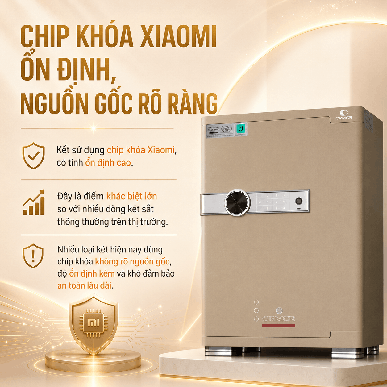 Két Sắt Xiaomi CRMCR 65JB Khóa Vân Tay Điện Tử, Cảnh báo điện thoại